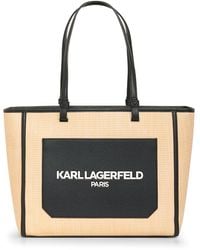 Karl Lagerfeld - | Women's Maybelle Logo Tote Bag | Natural/black - Lyst