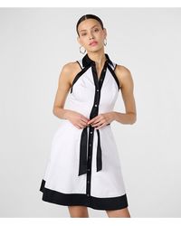 Karl Lagerfeld - | Women's Sleeveless Poplin Shirt Dress | White/black - Lyst