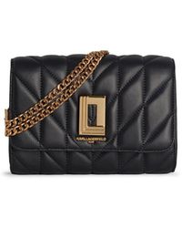 Karl Lagerfeld - | Women's Lafayette Flap Crossbody Bag | Black/gold | Size - Lyst
