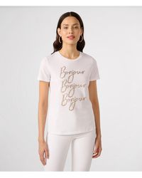 Karl Lagerfeld - | Women's Rhinestone Bonjour T-shirt | White | Cotton/spandex | Size Small - Lyst