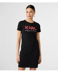 Karl Lagerfeld Heart Logo T-shirt Dress in Black | Lyst