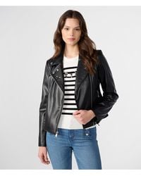 Karl Lagerfeld - | Women's Faux Leather Studs Moto Jacket | Black | Size Xs - Lyst