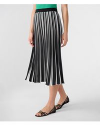 Karl Lagerfeld - | Women's Striped Pleated Maxi Skirt | Black/soft White | Size Small - Lyst