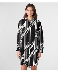 Karl Lagerfeld - | Women's Printed Silky Crepe Shirt Dress | Black/soft White | Size 2xs - Lyst