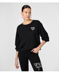 Karl Lagerfeld - | Women's Active Karl Head Sweatshirt | Black | Cotton/spandex | Size 2xs - Lyst