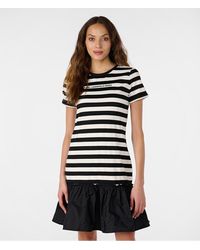 Karl Lagerfeld | Women's Short Sleeve T-shirt Dress W/ Skirt Black/ Soft White | Black/soft White | Size 2xs