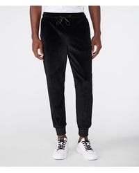 Karl Lagerfeld - | Men's Velvet Corduroy Track Pants | Black | Polyester/spandex | Size Large - Lyst