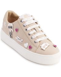 Karl Lagerfeld - | Women's Cate Pins Lace Up Sparkle Linen Sneakers | Natural/silver - Lyst
