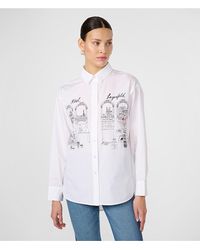 Karl Lagerfeld - | Women's Shirt W Sketch And Pins - | White | Cotton Poplin | Size Xs - Lyst