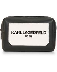 Karl Lagerfeld - | Women's Colorblock Logo Cosmetic Bag | Black/white - Lyst