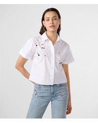 Karl Lagerfeld - | Women's Whimsy Pins Cropped Button Down Shirt | White | Size 2xs - Lyst