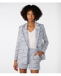 Karl Lagerfeld - | Women's Tweed Fringe Boucle Blazer Jacket | Denim - Lyst