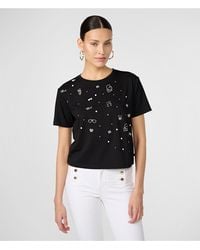 Karl Lagerfeld - | Women's Whimsy Pins Logo T-shirt - | Black | Size 2xs - Lyst