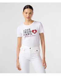 Karl Lagerfeld - | Women's Love From Paris Heart Patch T-shirt | White | Cotton/spandex | Size 2xs - Lyst
