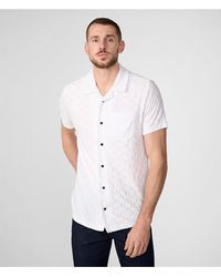 Karl Lagerfeld - | Men's Kl French Terry Short Sleeve Button Down Shirt | White | Size Xs - Lyst