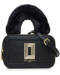 Karl Lagerfeld - | Women's Simone Fuzzy Handle Camera Bag | Black - Lyst