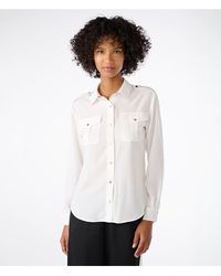 Karl Lagerfeld - | Women's Button Down Patch Pocket Blouse | Soft White | Size Small - Lyst