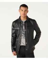 Karl Lagerfeld - | Men's Bonded Leather Shirt Jacket | Black | Size Xs - Lyst