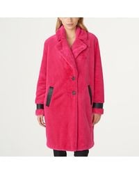 Karl Lagerfeld Cozy Faux Fur Coat - Pink