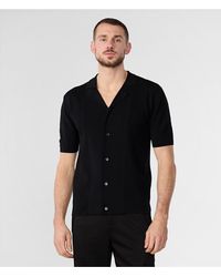 Karl Lagerfeld - | Men's Textured Button Down Sweater | Black | Size Large - Lyst