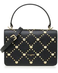 Karl Lagerfeld - | Women's Simone Flap Crossbody Bag | Black Studded - Lyst
