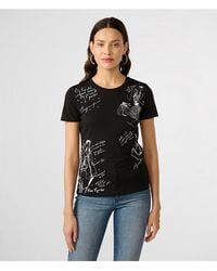 Karl Lagerfeld - | Women's Sparkle Fashion Sketch T-shirt | Black/silver | Cotton/spandex | Size 2xs - Lyst