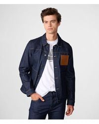 Karl Lagerfeld - | Men's Contrast Logo Patch Denim Jacket | Blue | Size Medium - Lyst