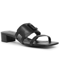 Karl Lagerfeld - | Women's Valerie Double L Block Heel Sandal | Black | Size 6 - Lyst