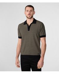 Karl Lagerfeld - | Men's Textured Knit Sweater Polo Shirt | Tan Beige | Size Small - Lyst