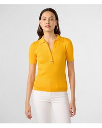 Karl Lagerfeld - | Women's Short Sleeve Knit Polo Shirt Sweater | Gold Fusion Yellow | Rayon/nylon | Size 2xs - Lyst
