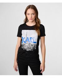 Karl Lagerfeld - | Women's Karl Graffiti Logo T-shirt | Black | Cotton/spandex | Size 2xs - Lyst