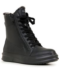 Karl Lagerfeld - | Men's Leather Double Zip Fur-lined Boot | Black | Size 13 - Lyst