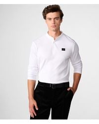 Karl Lagerfeld - | Men's Ribbed Grandad Collar Henley Shirt | White | Cotton/polyester | Size 2xl - Lyst