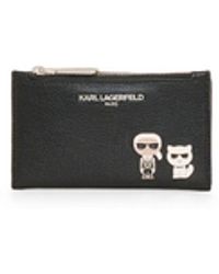 Karl Lagerfeld - | Women's Duo Pins Small Zip Around Wallet | Black/silver - Lyst