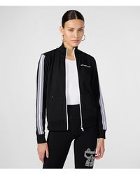 Karl Lagerfeld - | Women's Contrast Tape Track Jacket | Black | Cottton/modal/spandex | Size 2xs - Lyst
