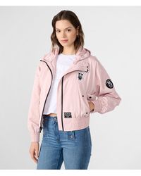 Karl Lagerfeld - | Women's Logo Patches Bomber Jacket | Blush Pink | Size Small - Lyst