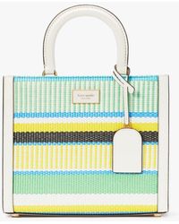 Kate Spade - Manhattan Striped Woven Straw Small Tote - Lyst