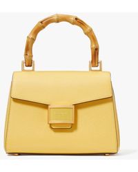 Kate Spade - Katy Textured Leather Bamboo Small Top-handle - Lyst