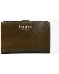Kate Spade Leather Spencer Compact Wallet in Green - Lyst
