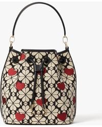 Kate Spade Leather Spade Flower Jacquard Heart Medium Backpack in 