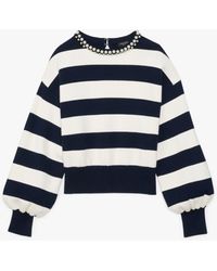 Kate Spade - Awning Stripe Pearl Sweater - Lyst