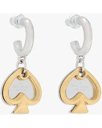 Kate Spade - Statement Spade Charm Drop Huggies - Lyst