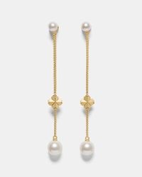 Kate Spade - Spade Flower Pearl Chain Linear Earrings - Lyst