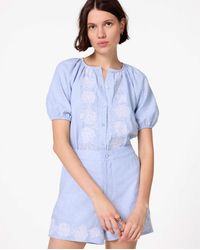 Kate Spade - Bluse Aus Chambray, Bestickt - Lyst