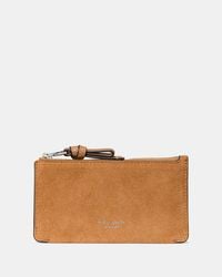 Kate Spade - Kate Spade Loop Suede Zip Card Case - Lyst