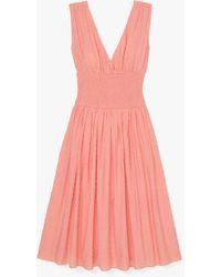 Kate Spade - Swiss Dot Smocked Midi Dress - Lyst