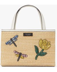 Kate Spade - The Original Bag Icon Dragonfly Embellished Tote Bag Aus Stroh - Lyst