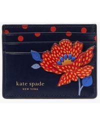 Kate Spade - Dotty Bloom Flower Applique Leather Card Holder - Lyst