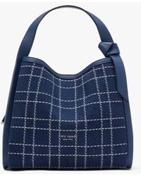 Kate Spade - Knott Denim Check Medium Crossbody Tote - Lyst