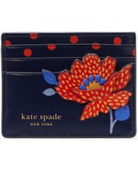 Kate Spade - Dottie Bloom Flower Applique Kartenhalter aus Leder - Lyst